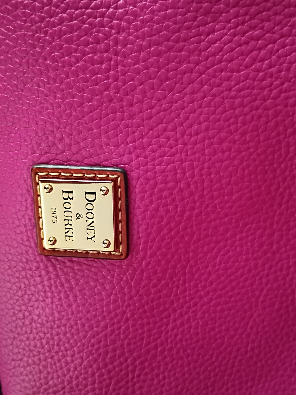 Dooney & Bourke Hot Pink Leather Tote with Brown Handles - Picture 7 of 10